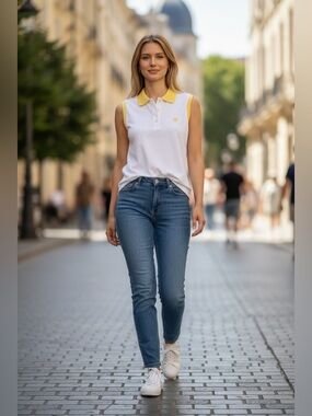 Versace Jeans Couture Sleeveless Polo Top White Medusa Logo Size S NWT Authentic